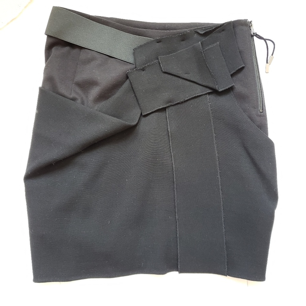 Revolve Kaylee Tankus Black Layered Look Wool Blend Knit Mini Skirt